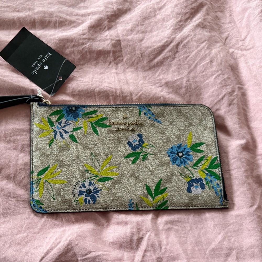 Kate Spade Blue and Green Floral Wristlet
